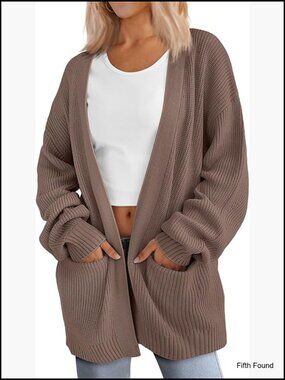 Oversized Knit Cardigan with Pockets, Soft Sweater for Layering